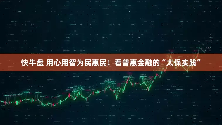 快牛盘 用心用智为民惠民！看普惠金融的“太保实践”